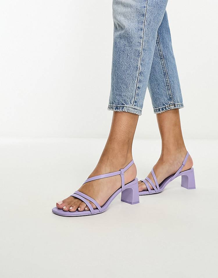 Pull&Bear strappy heeled sandal in lilac